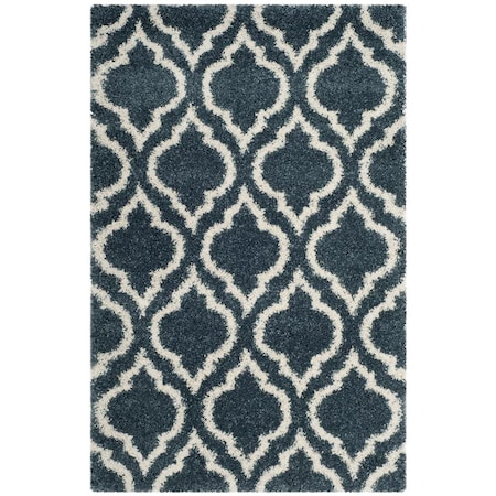 Flowers First 4 x 6 ft. Hudson Shag Power Loomed Rug, Slate Blue & Ivory - Small Rectangle FL1892389